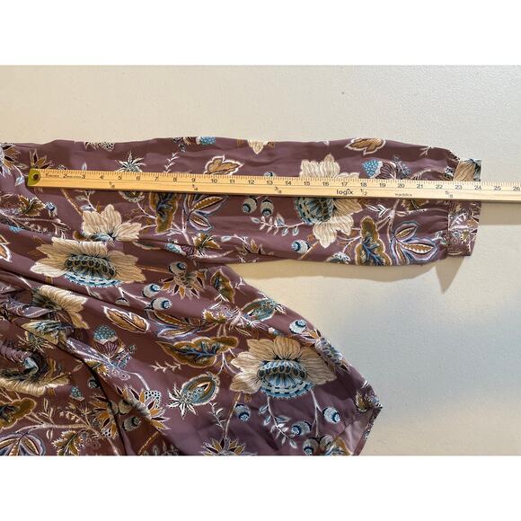 Chico's Blouse Women's 4 XXL Jacobean Bouquet Floral Pleated Ruffle Long Sleeve - Picture 8 of 12